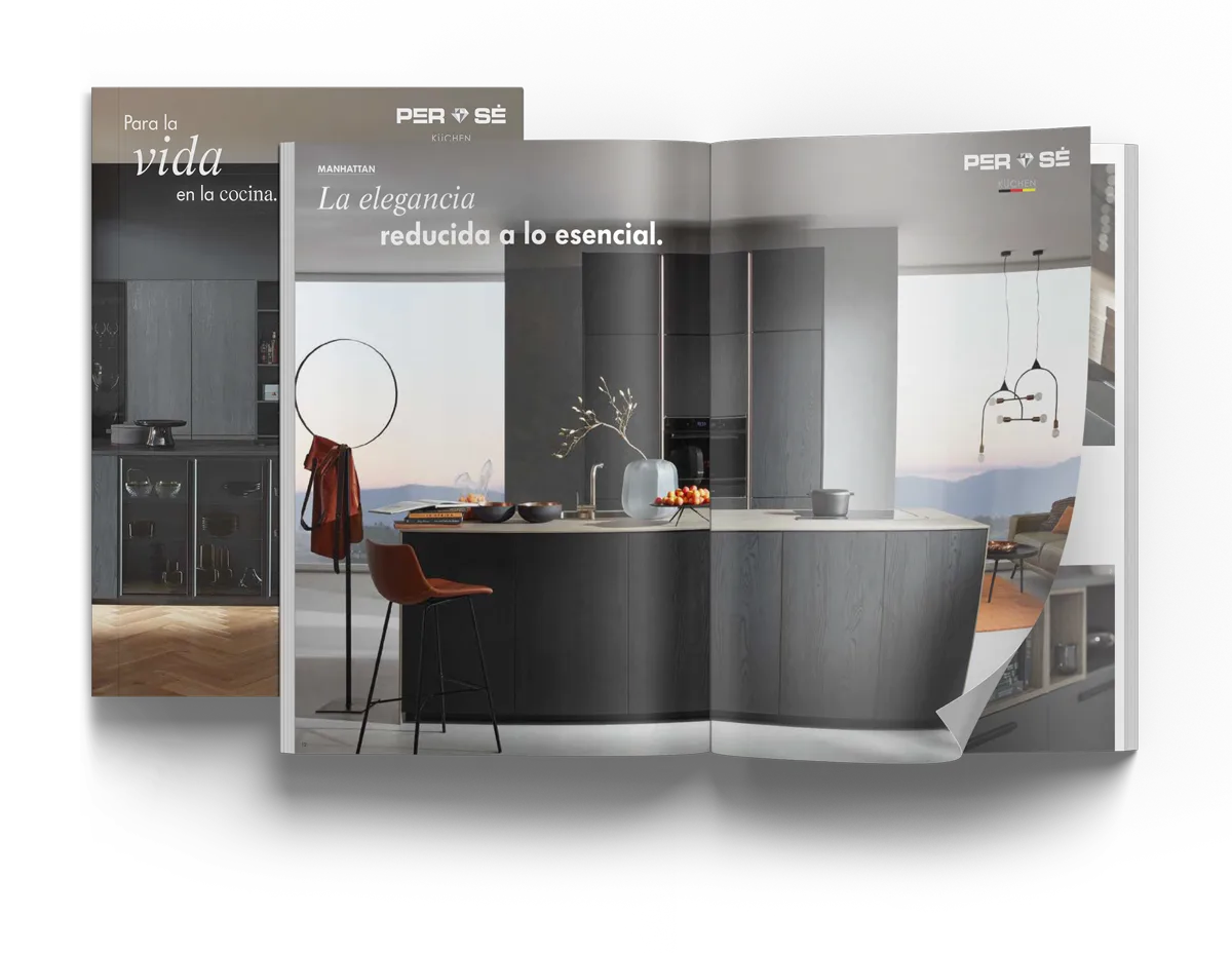 Portada del catálogo de cocinas alemanas a medida Per Sé Küchen con diseños exclusivos de alta gama